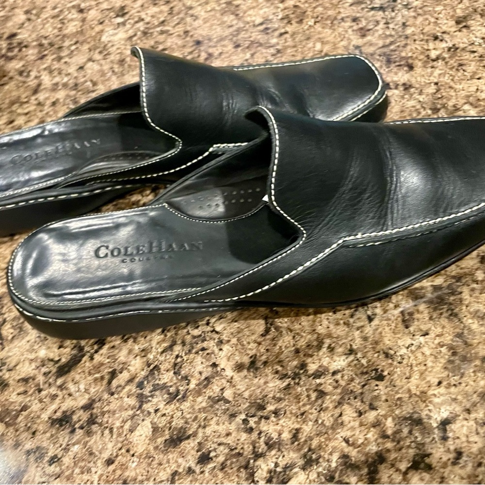 Cole Haan Black Leather Mules